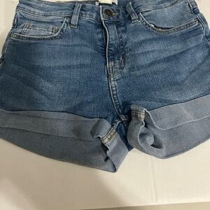 H&M Blue Rolled Cuff Denim Shorts